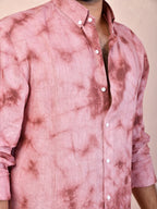 Tie & Dye Dusty Rose Pink Pure Linen Shirt