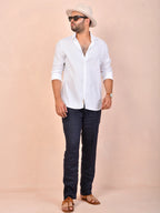 Solid White Pure Linen Shirt