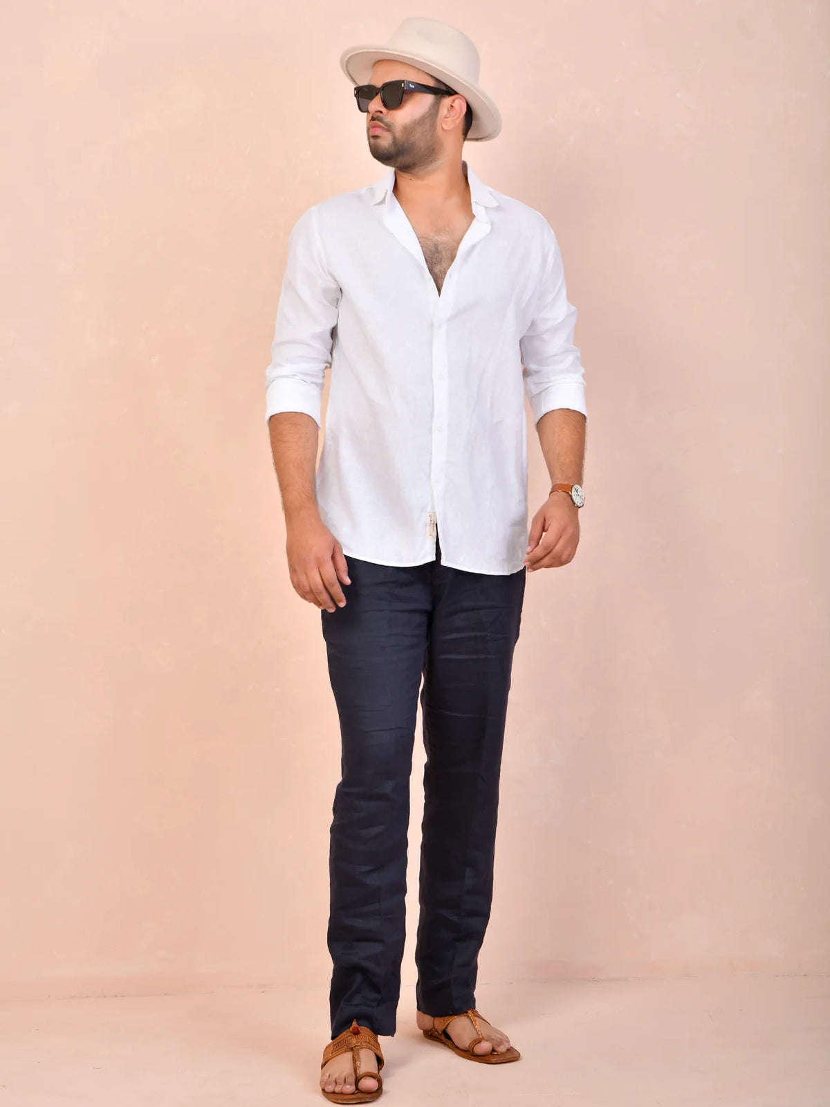 Solid White Pure Linen Shirt