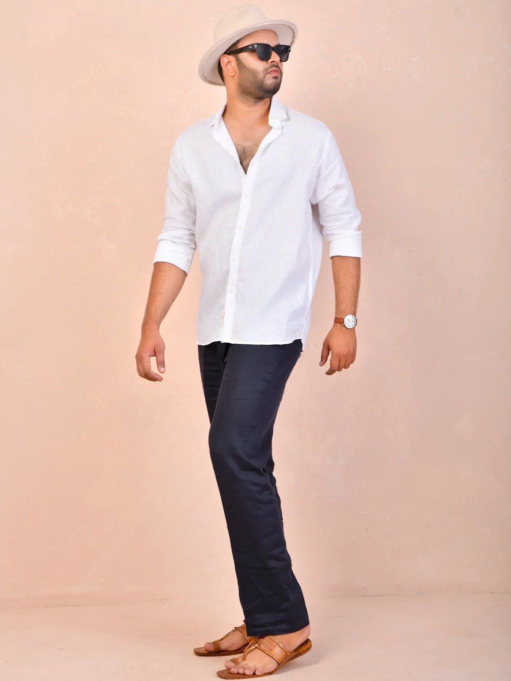 Solid White Pure Linen Shirt