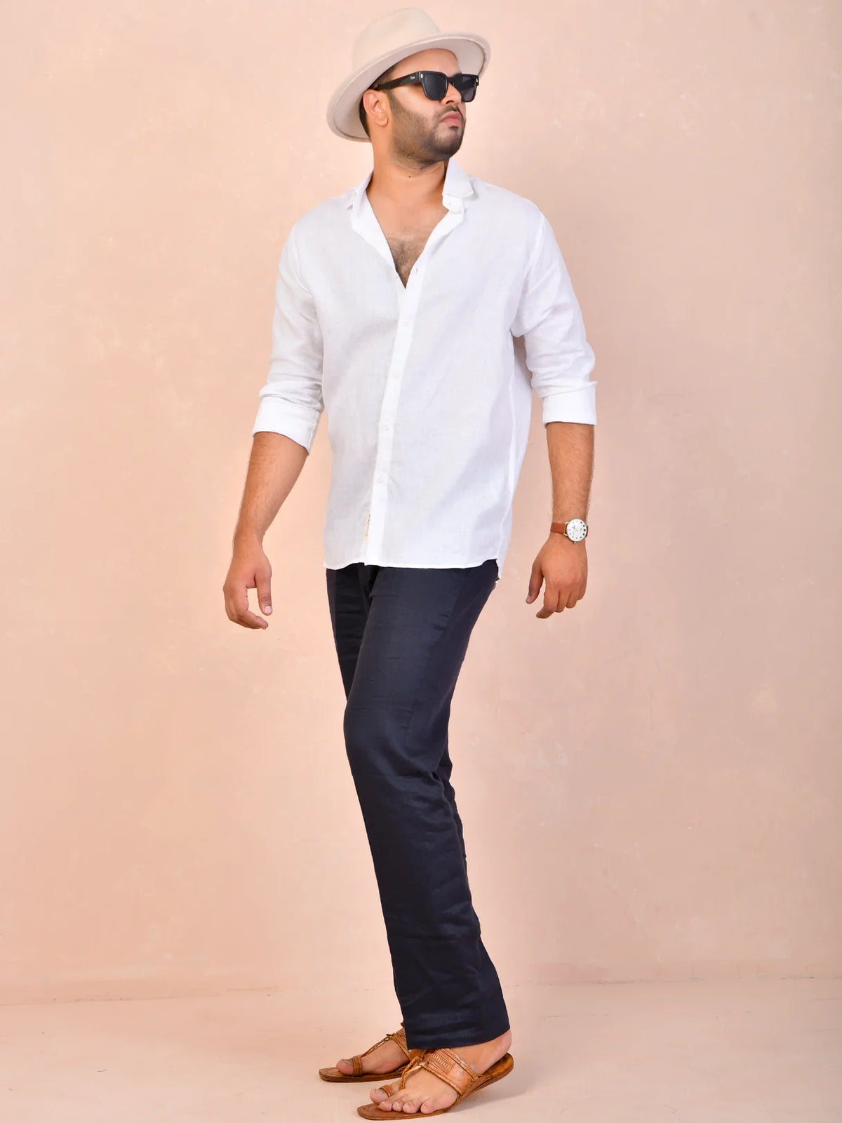 Solid White Pure Linen Shirt