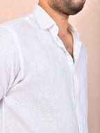 Solid White Pure Linen Shirt