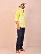Tie & Dye Yellow Pure Linen Shirt
