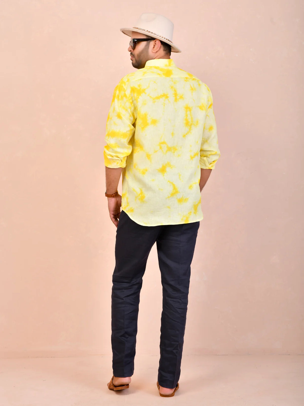 Tie & Dye Yellow Pure Linen Shirt