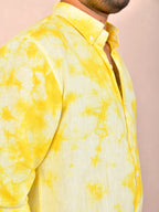 Tie & Dye Yellow Pure Linen Shirt