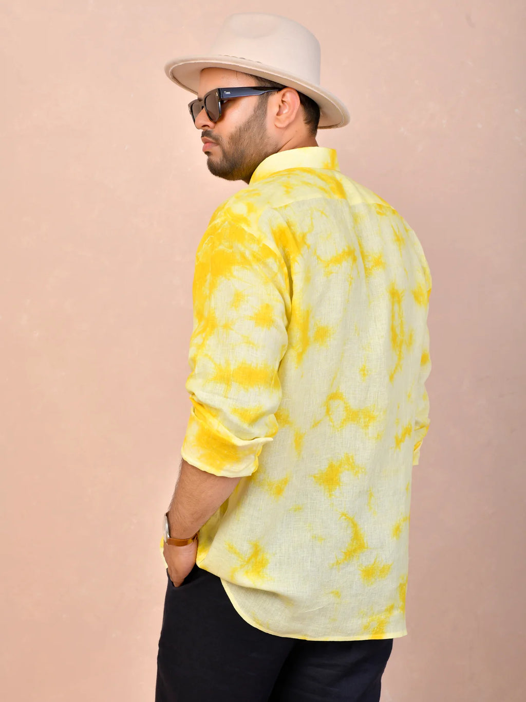 Tie & Dye Yellow Pure Linen Shirt