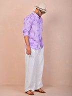 Tie & Dye Light Purple Pure Linen Shirt