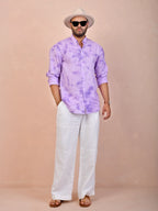 Tie & Dye Light Purple Pure Linen Shirt