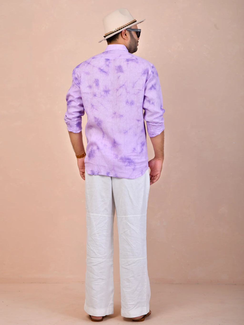 Tie & Dye Light Purple Pure Linen Shirt
