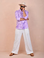 Tie & Dye Light Purple Pure Linen Shirt