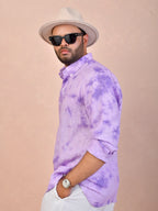Tie & Dye Light Purple Pure Linen Shirt