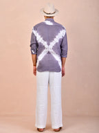 Tie & Dye Dusty Lavender Grey Pure Linen Shirt