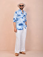 Tie & Dye Sky Blue Pure Linen Shirt