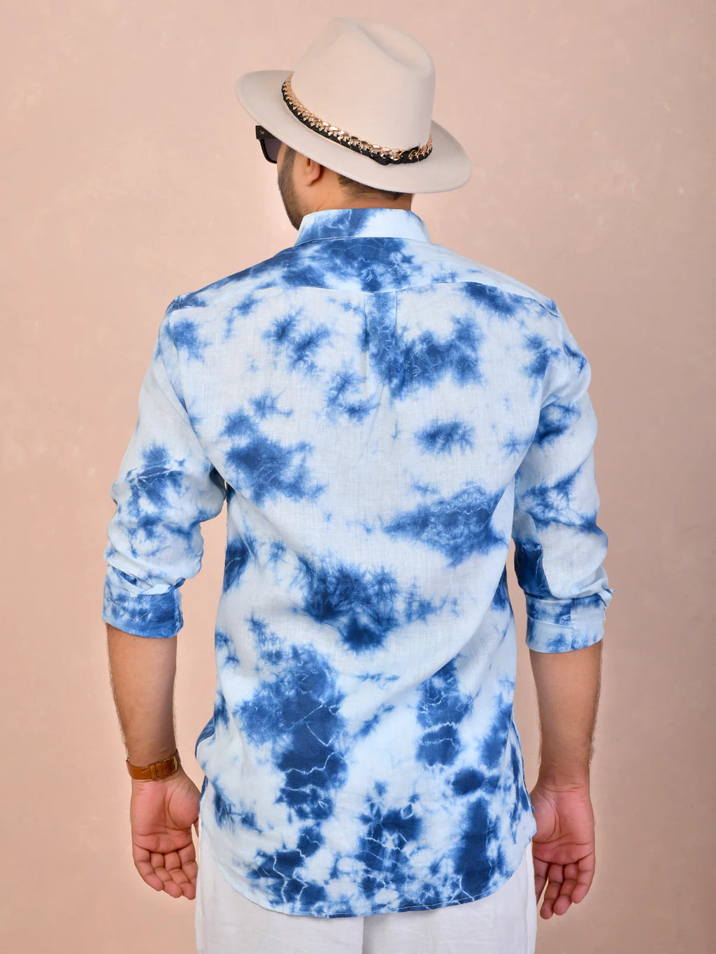 Tie & Dye Sky Blue Pure Linen Shirt