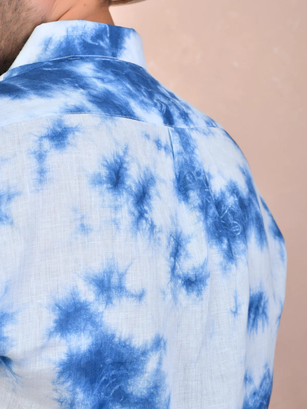 Tie & Dye Sky Blue Pure Linen Shirt
