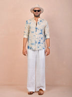 Tie & Dye Beige Pure Linen Shirt