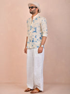 Tie & Dye Beige Pure Linen Shirt