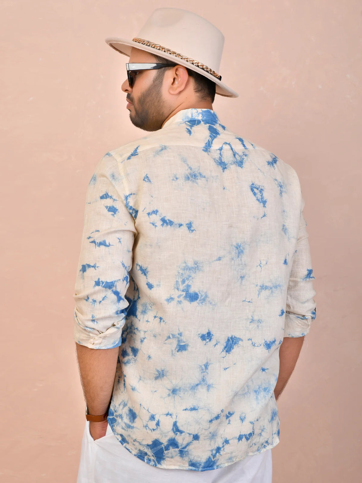 Tie & Dye Beige Pure Linen Shirt