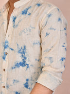 Tie & Dye Beige Pure Linen Shirt