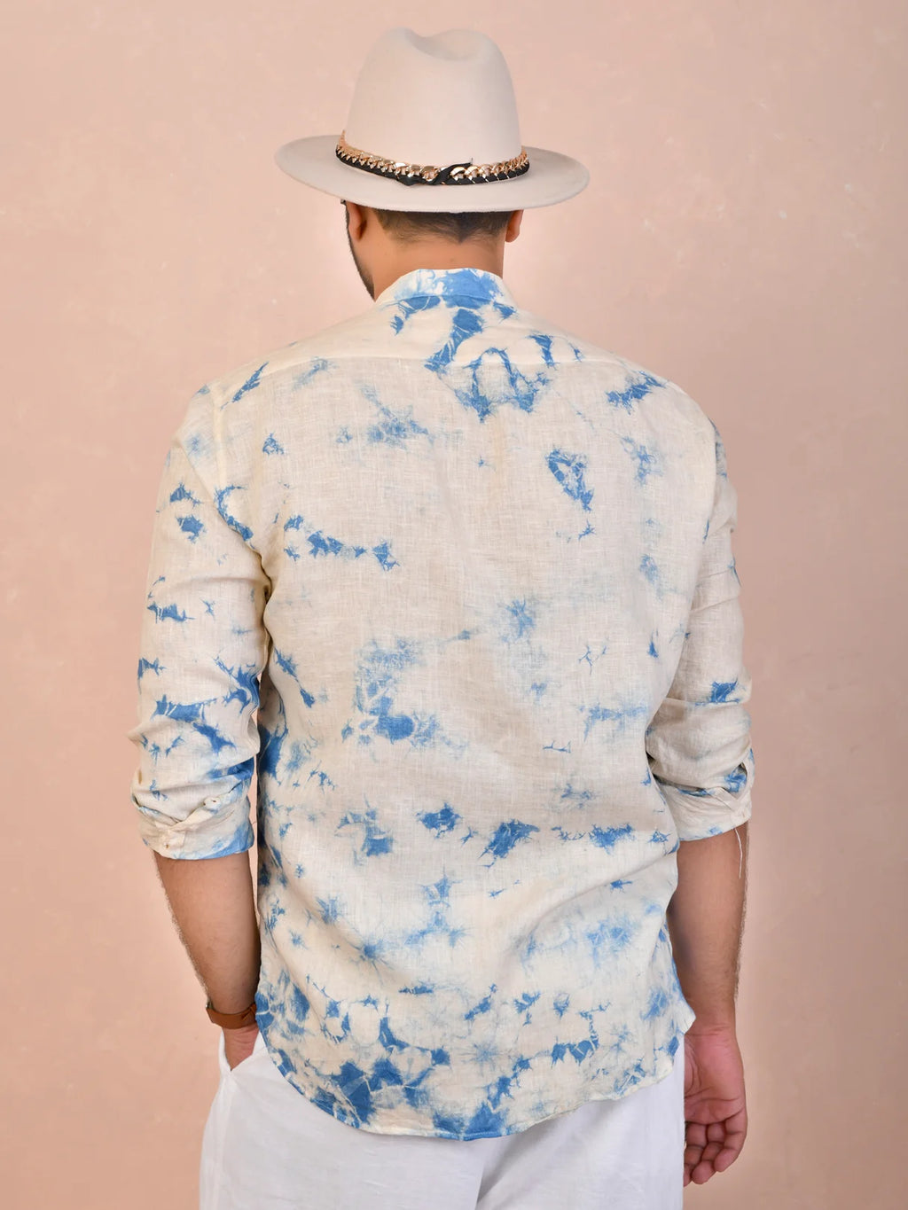 Tie & Dye Beige Pure Linen Shirt
