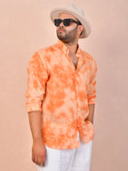 Peach Orange Tie-Dye Linen Shirt
