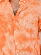 Peach Orange Tie-Dye Linen Shirt