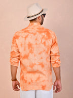 Peach Orange Tie-Dye Linen Shirt