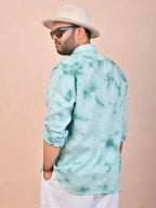 Seafoam Green Tie-Dye pure linen shirt