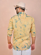 Light Mustard Yellow Tie & Dye pure linen shirt