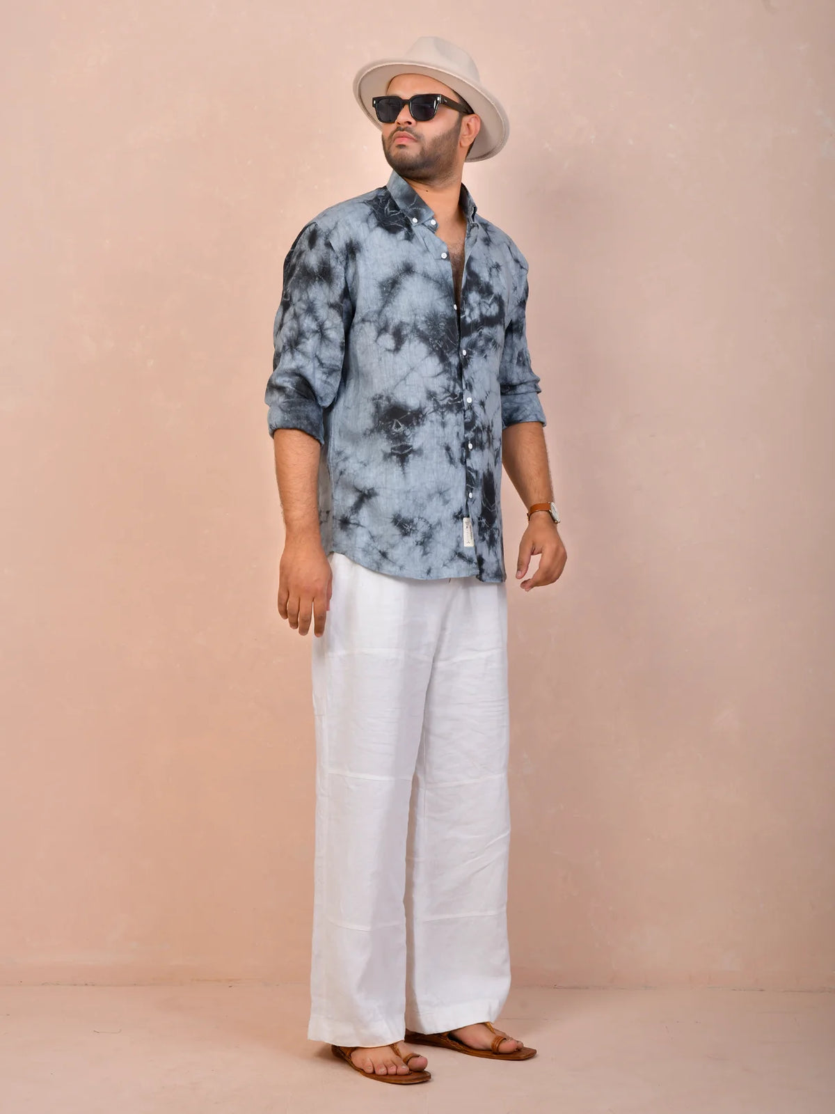 Tie & Dye Charcoal pure linen shirt