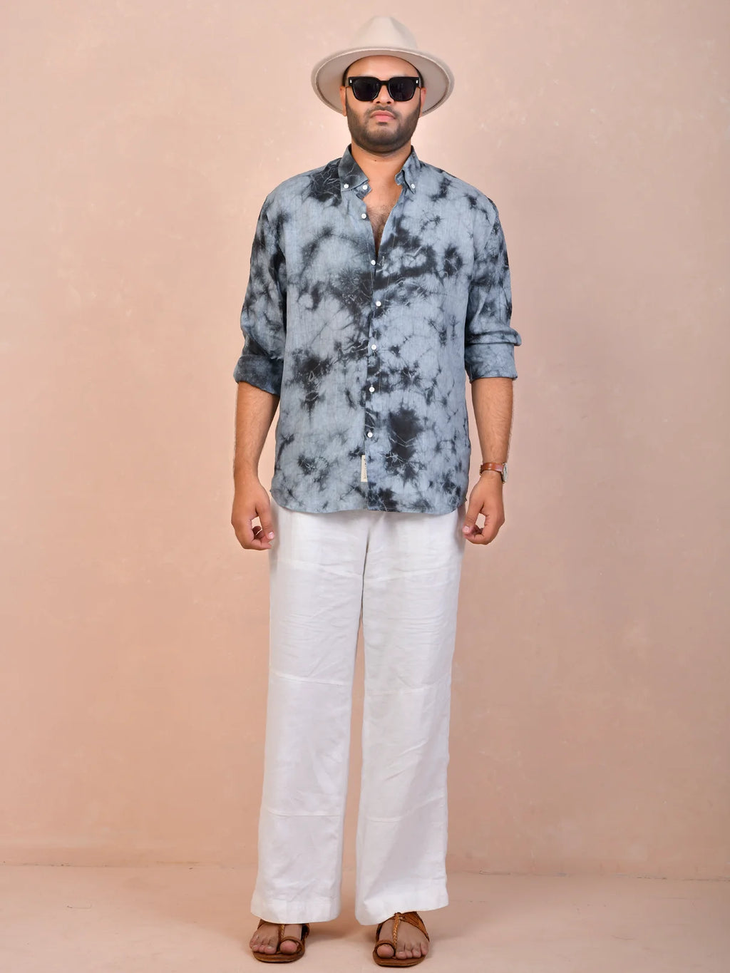 Tie & Dye Charcoal pure linen shirt