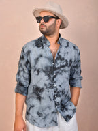 Tie & Dye Charcoal pure linen shirt