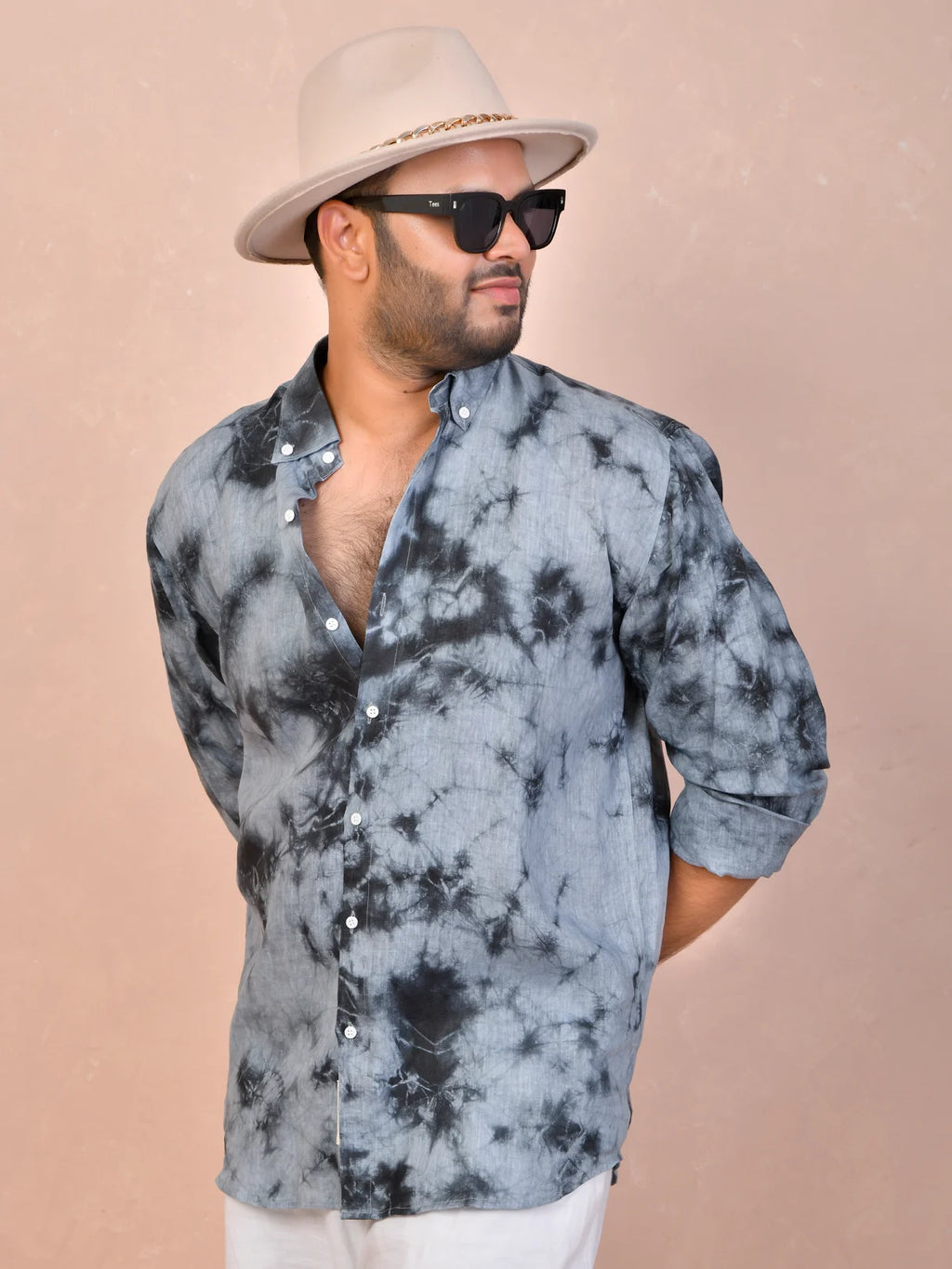 Tie & Dye Charcoal pure linen shirt