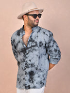 Tie & Dye Charcoal pure linen shirt