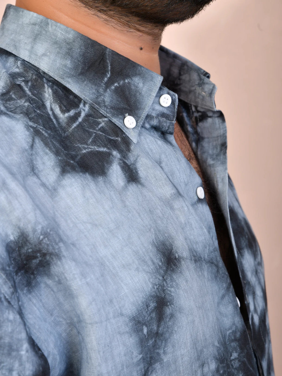 Tie & Dye Charcoal pure linen shirt