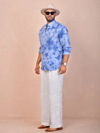 ocean marble wash tie & dye pure linen shirt