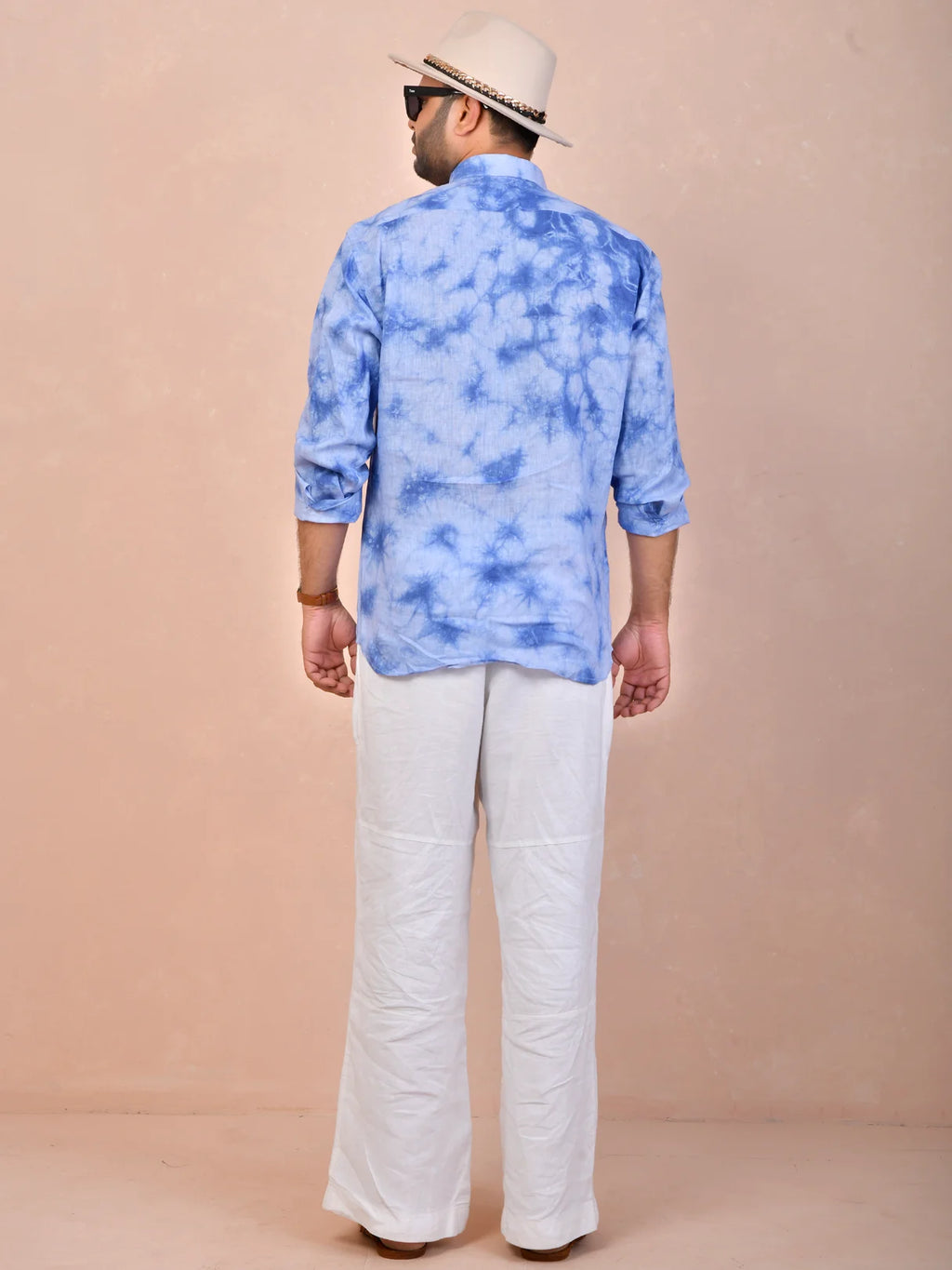 ocean marble wash tie & dye pure linen shirt