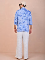 ocean marble wash tie & dye pure linen shirt