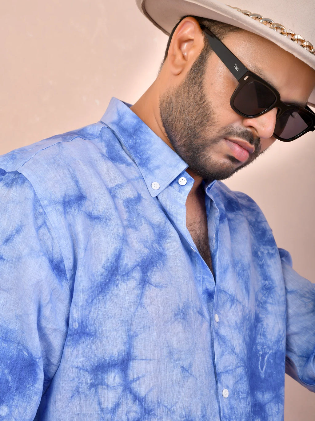 ocean marble wash tie & dye pure linen shirt
