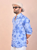 ocean marble wash tie & dye pure linen shirt