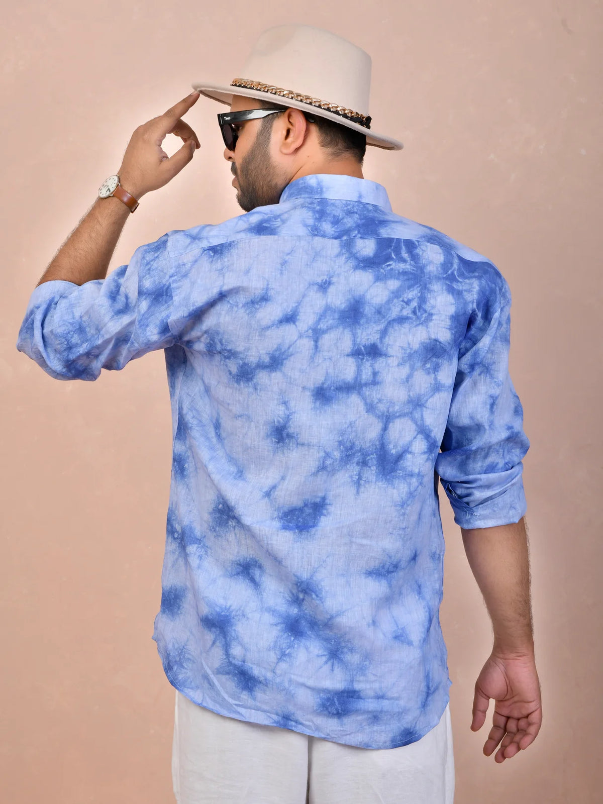 ocean marble wash tie & dye pure linen shirt