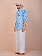 Tie & Dye Ice Blue pure linen shirt