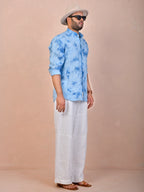 Tie & Dye Ice Blue pure linen shirt