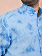 Tie & Dye Ice Blue pure linen shirt