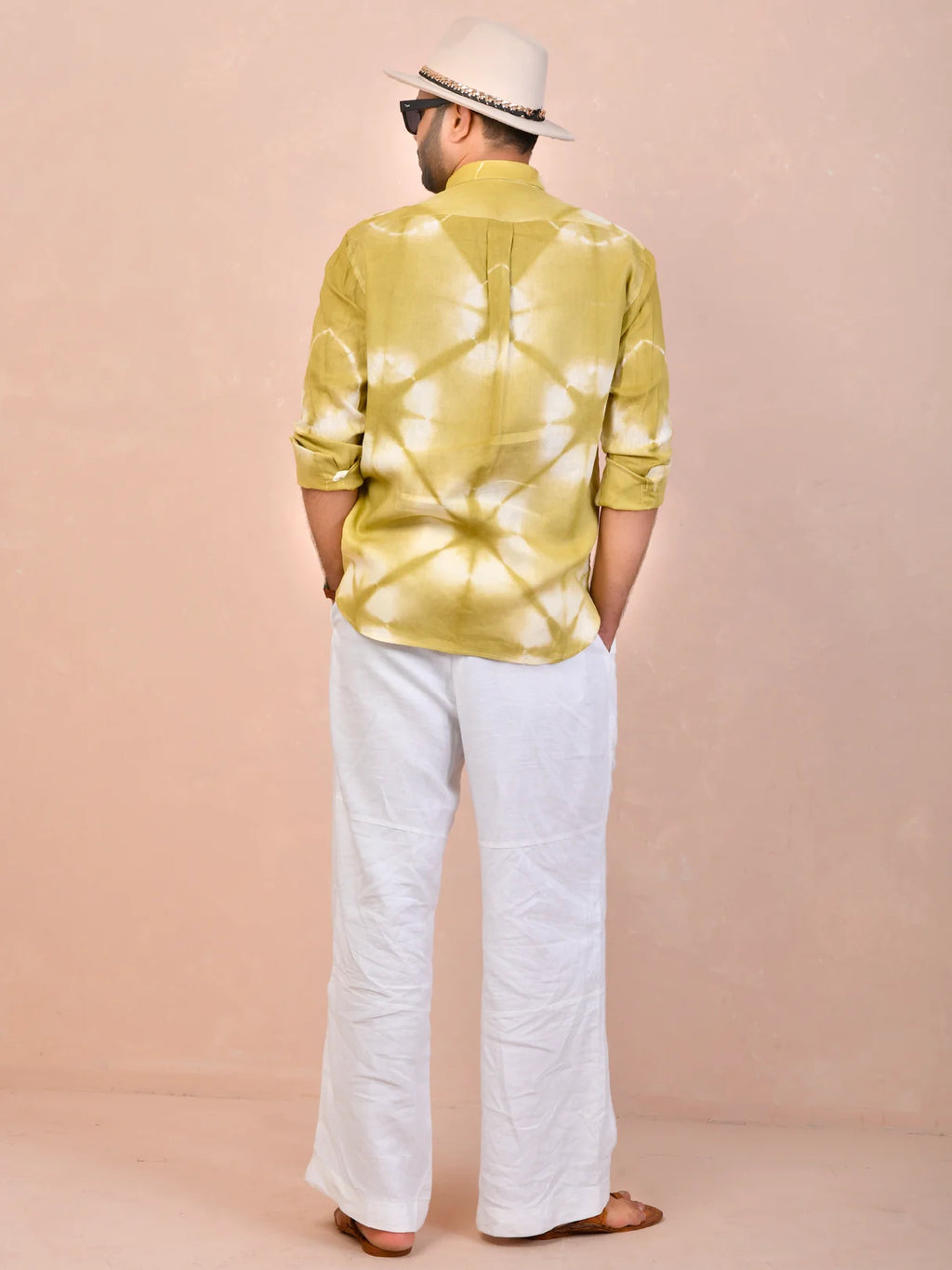 Tie & Dye Washed green pure linen shirt