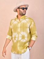 Tie & Dye Washed green pure linen shirt