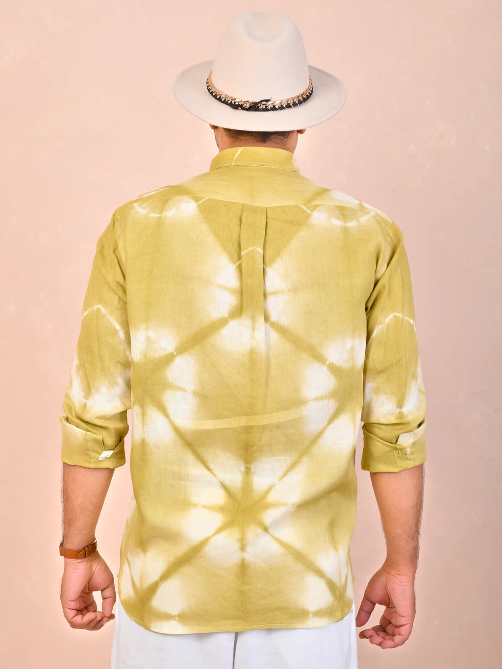 Tie & Dye Washed green pure linen shirt