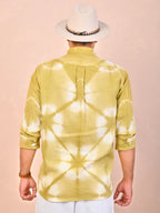 Tie & Dye Washed green pure linen shirt