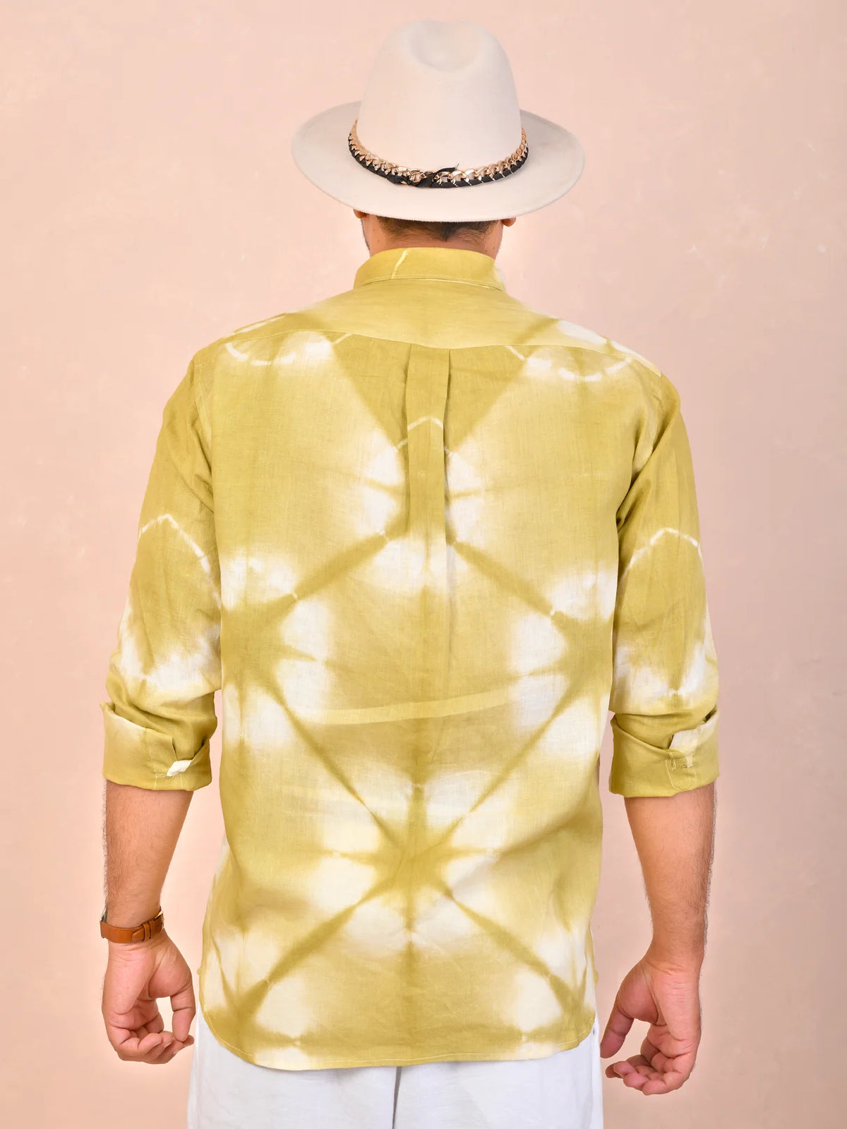 Tie & Dye Washed green pure linen shirt