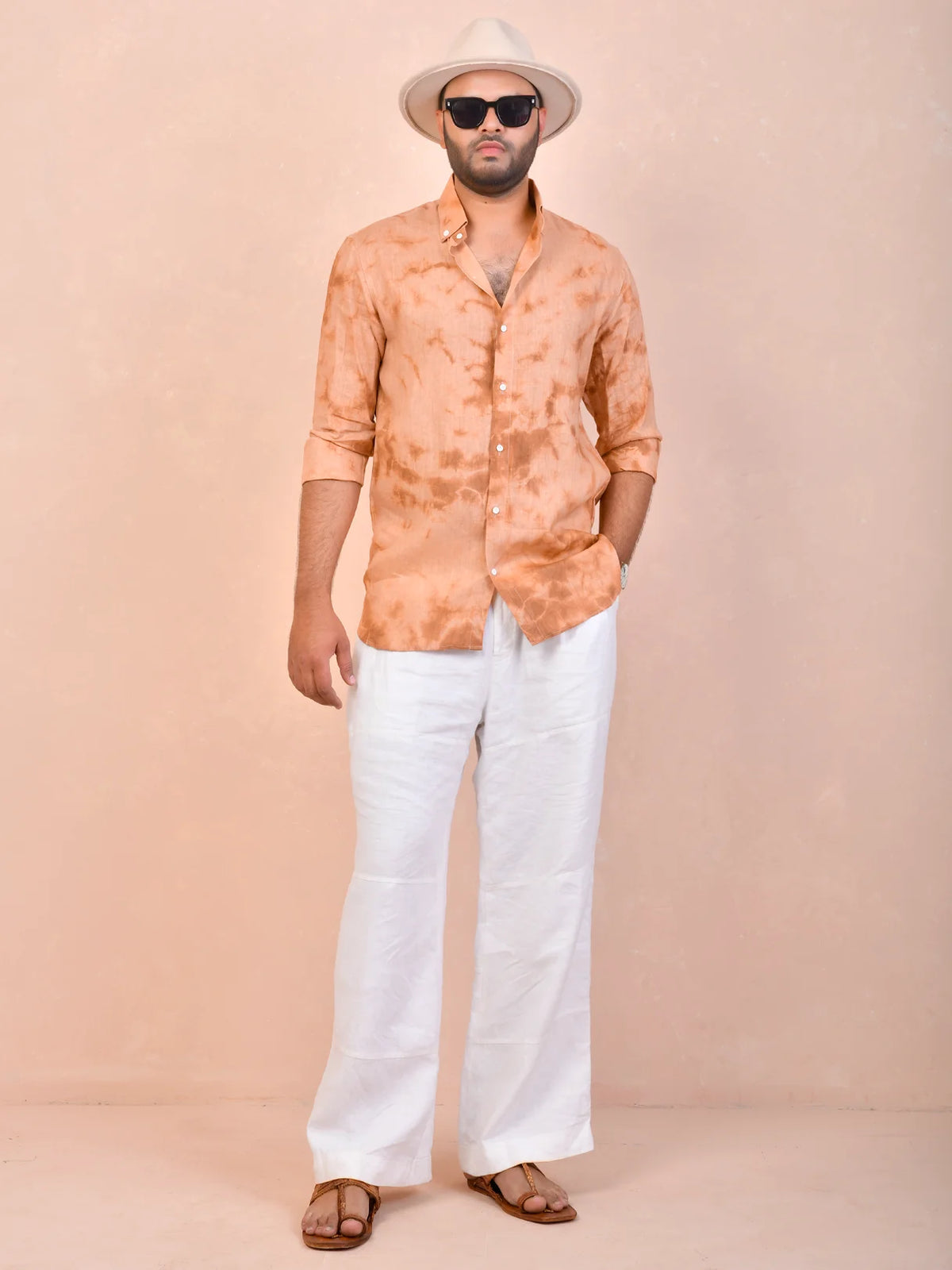 Tie & Dye Rust pure linen shirt